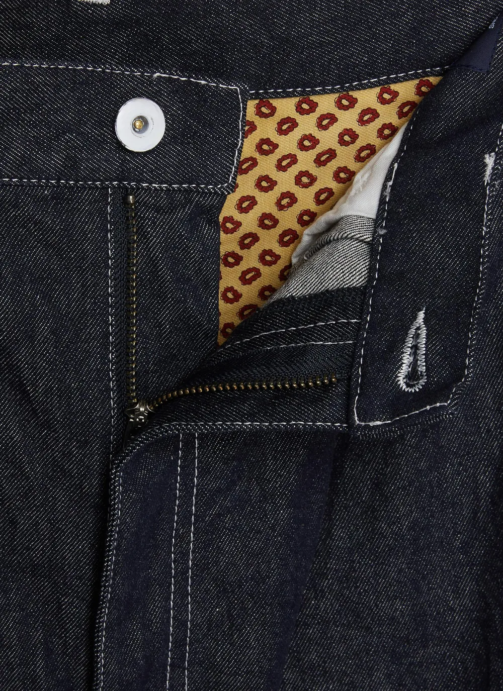 Simple Straight-Cut Comfort Linen Dark Blue Jeans