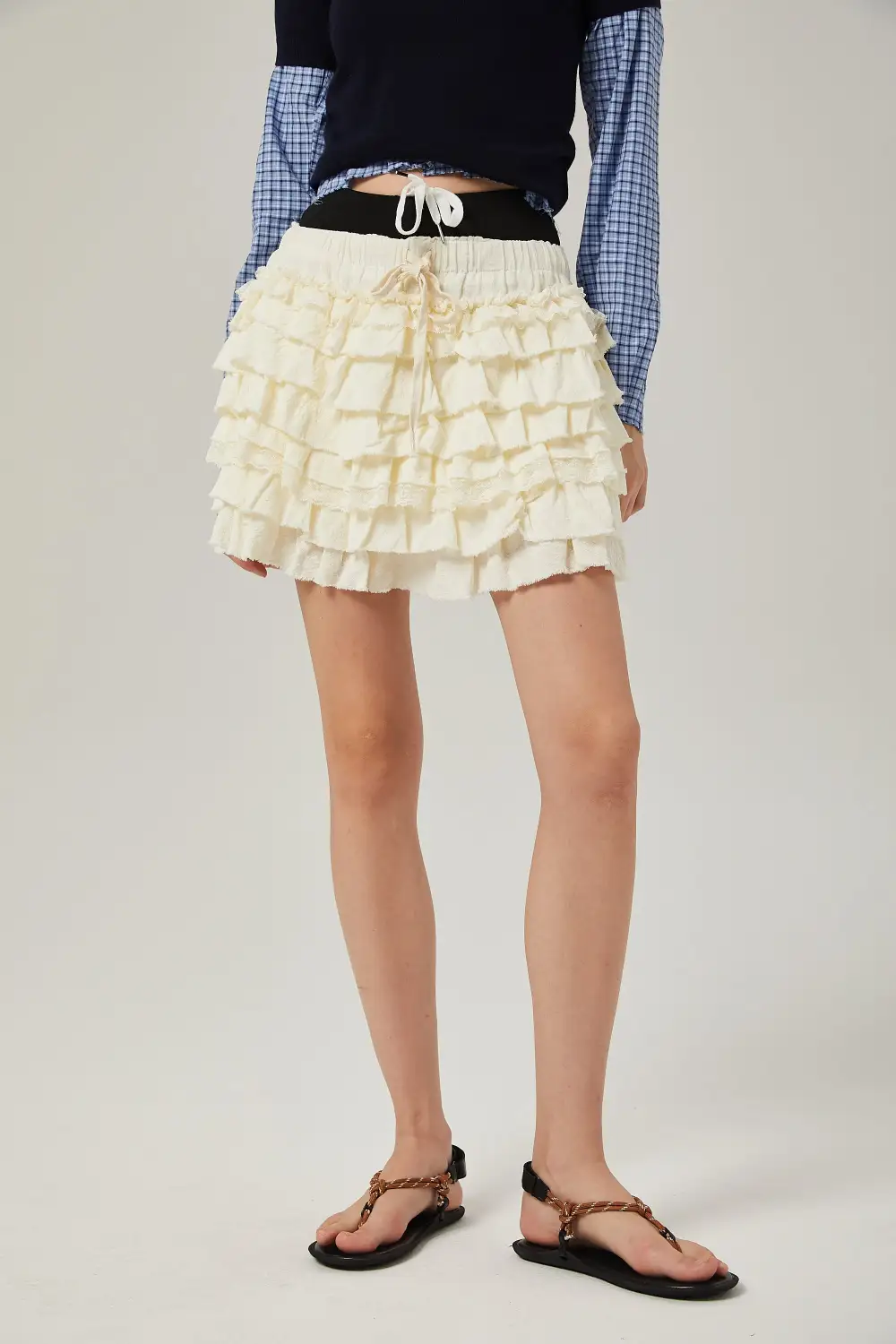 Lace Tiered Lace Trim Skirt