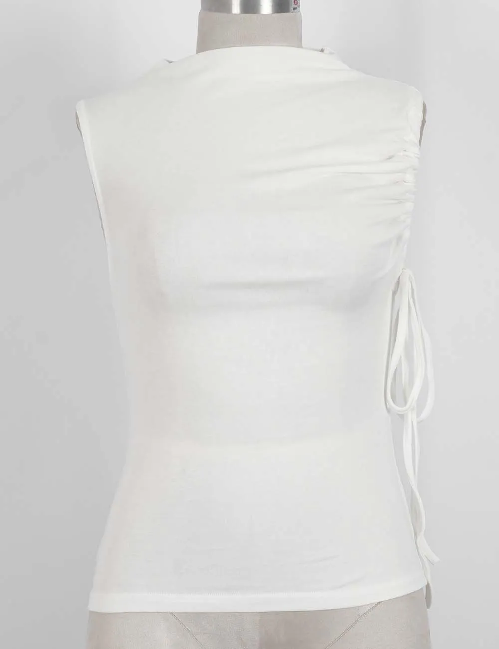 Chic Ruched Side Solid Color Sleeveless Top