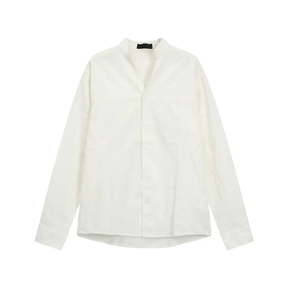 Stand Collar Linen Blend Shirt