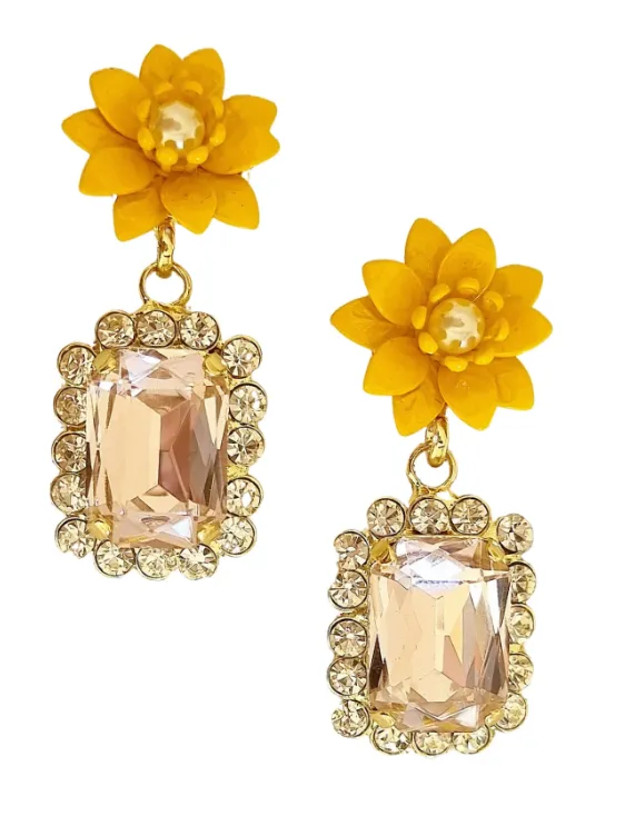 Flower Gem Stud Earrings