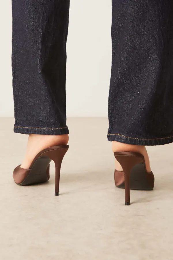 Satin Open Toe High Heeled