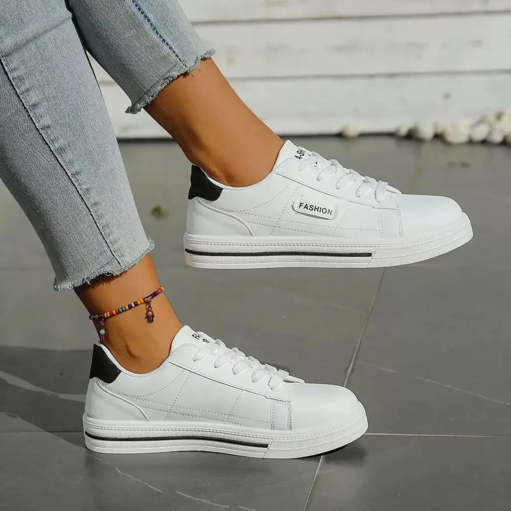 Textured Lace-Up Casual Sneakers