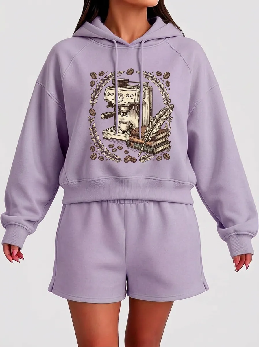 Women's Coffee Literature Books Graphic Hoodie