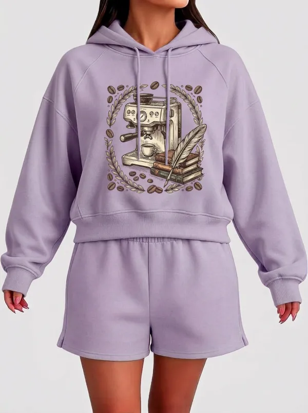 Women's Coffee Literature Books Graphic Hoodie