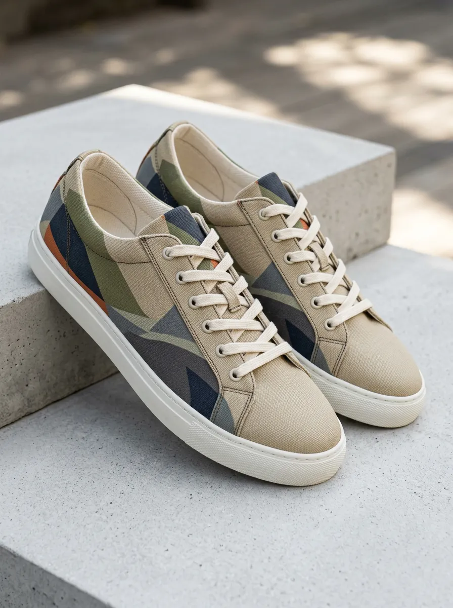 Camouflage Geometric Canvas Sneakers