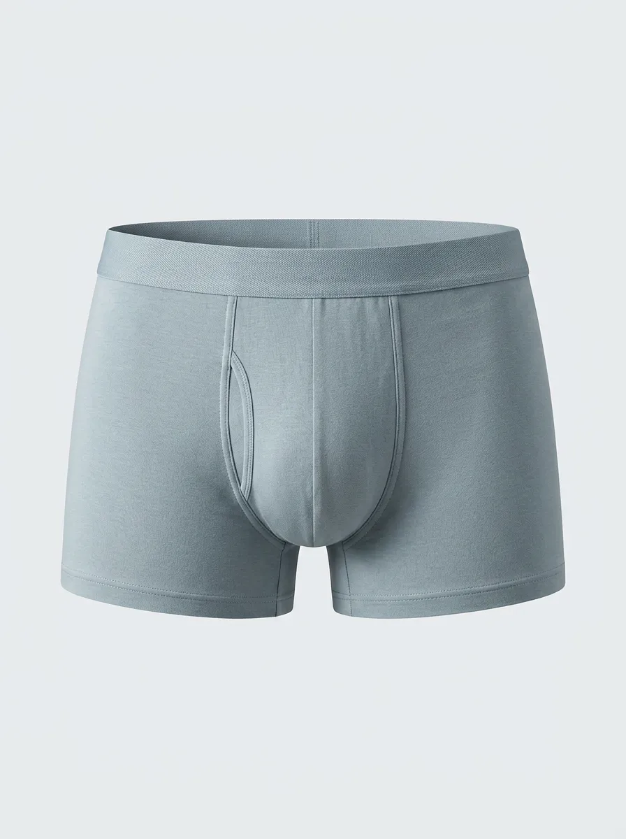 Men's Solid Grey Minimalist Cotton Boxer Briefs