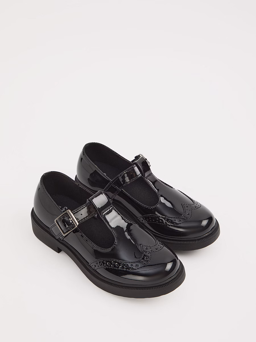 Black Patent T-Bar School Shoes detail 2