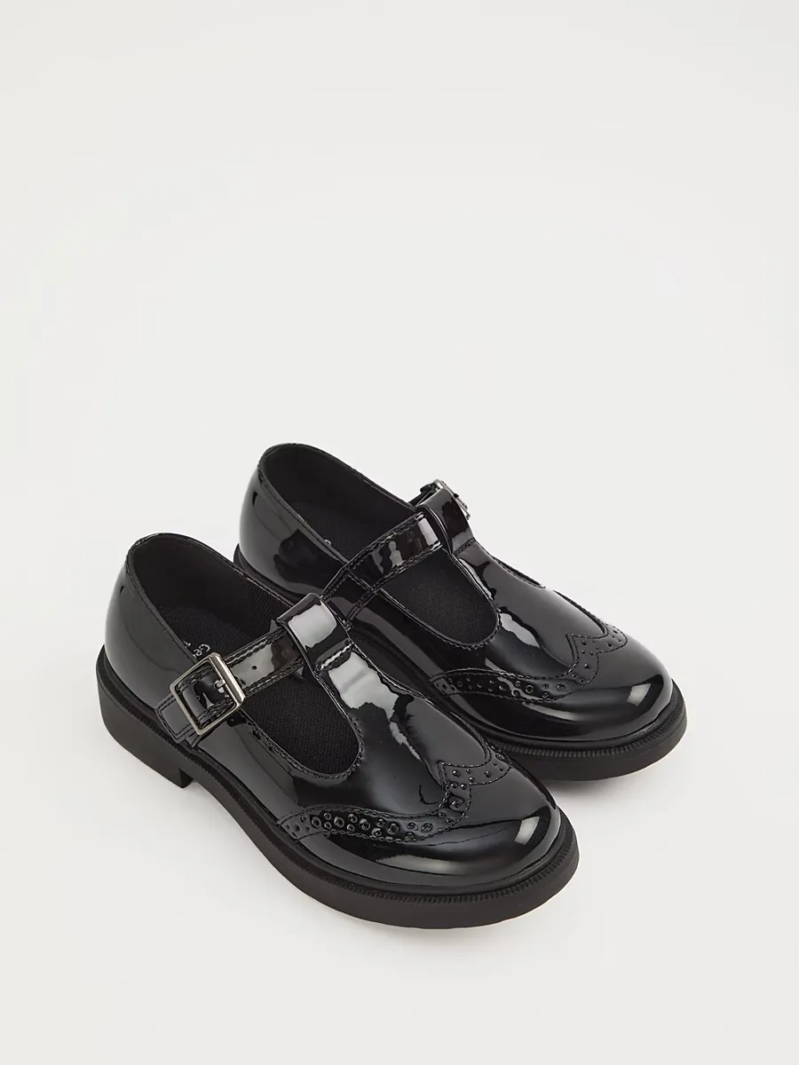 Black Patent T-Bar School Shoes