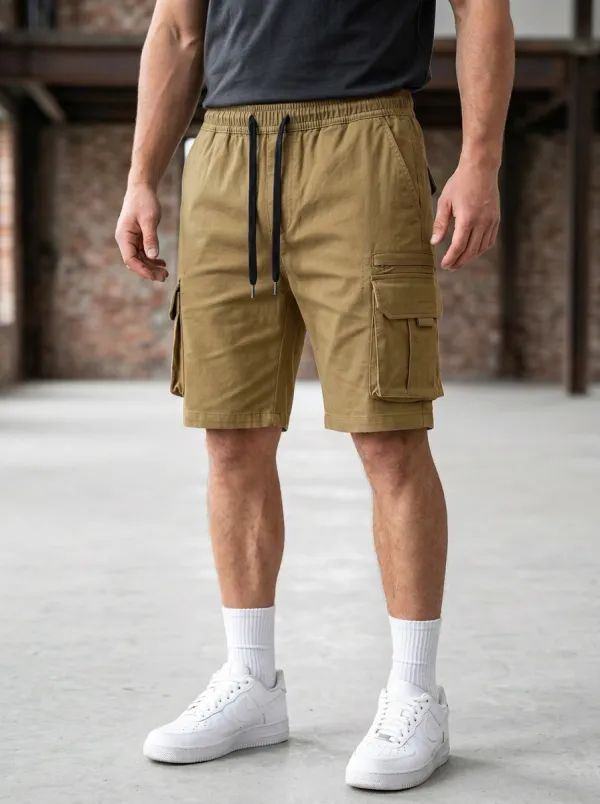 Adventure-Look Pocketed Drawstring Utility Cargo Shorts