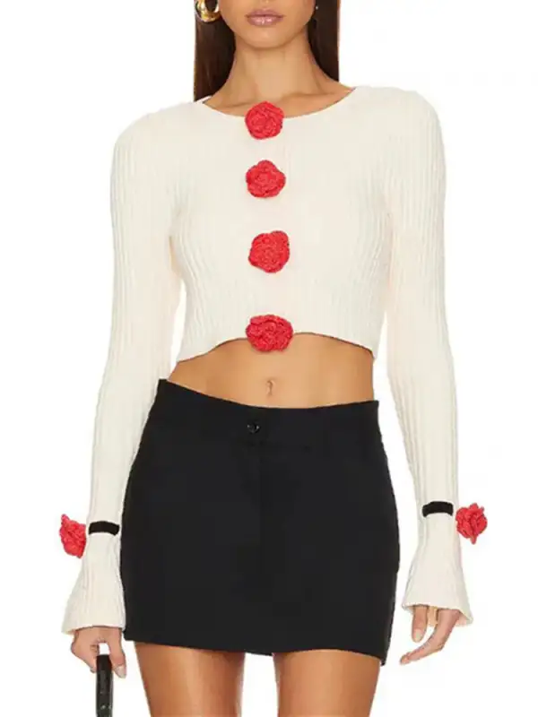 Long Sleeve D Flower Cardigan