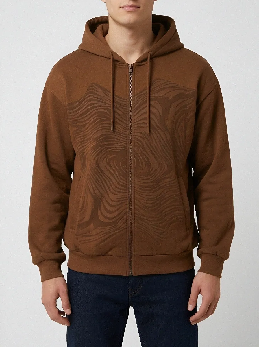 Men's Abstract Swirl Graphic Full-Zip Hoodie