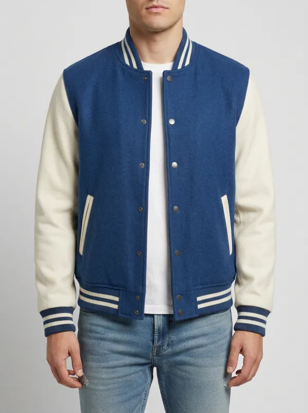 Men's Classic Two-Tone Wool Baseball Jacket