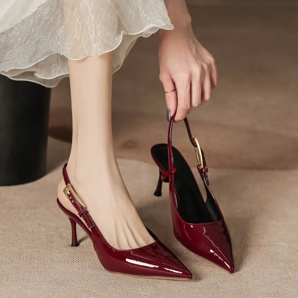 Glossy Finish Stiletto Sandals