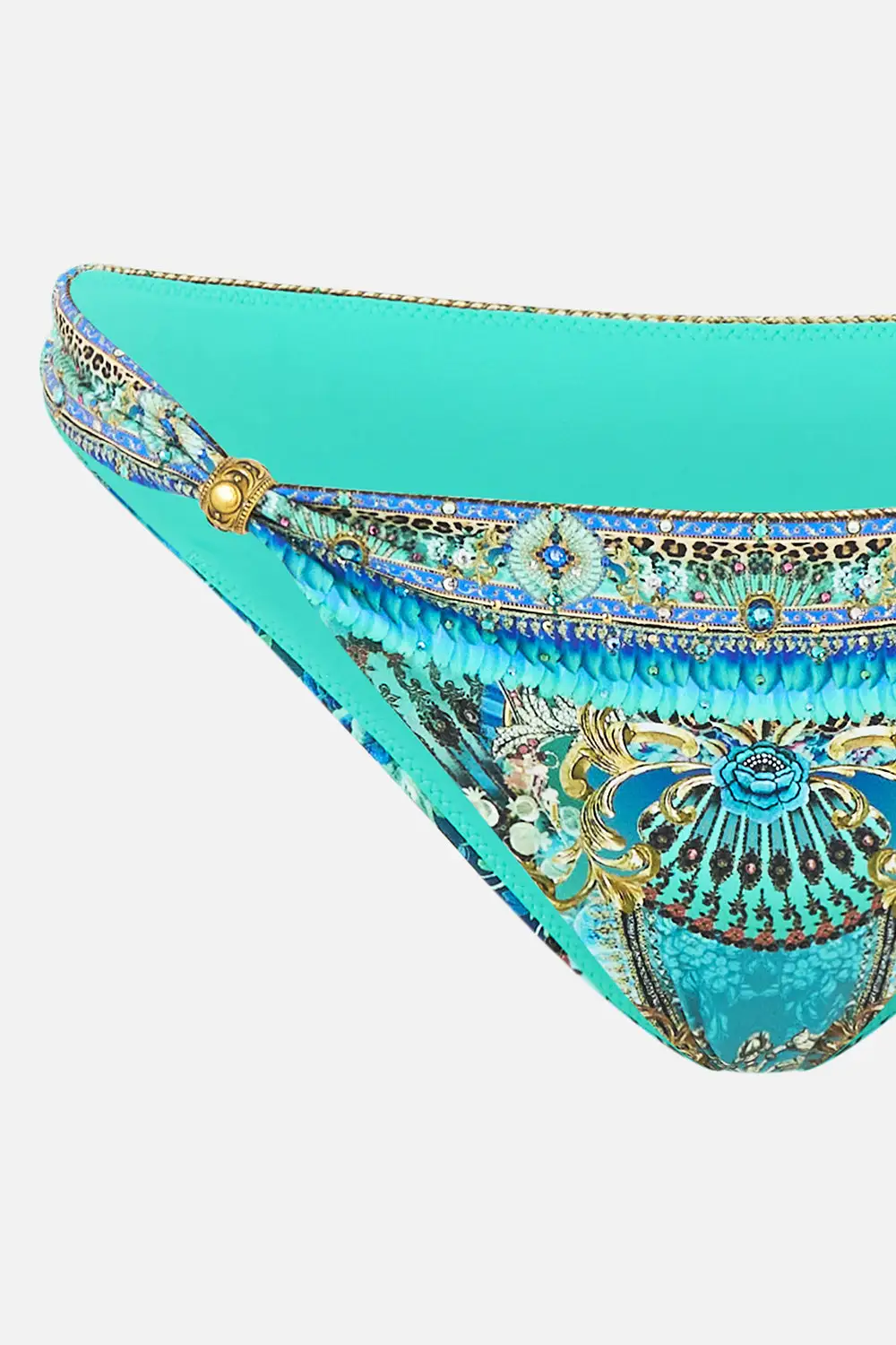 Ball Trim Tri Bikini Set with Thick Neck Tie