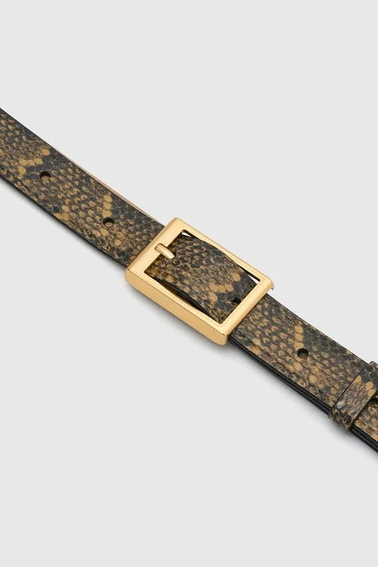 Tan Snake-Embossed Belted Belt