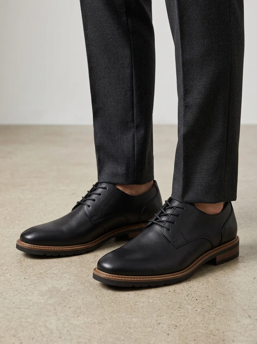 Men's Classic Business Casual Black Leather Refined Oxford Shoes