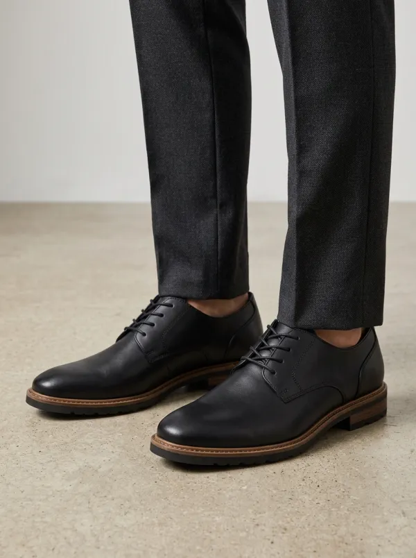 Men's Classic Business Casual Black Leather Refined Oxford Shoes