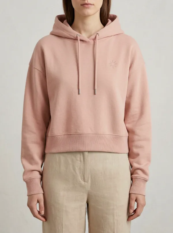 Women's Minimalist Sage Green Star Embroidered Cropped Hoodie