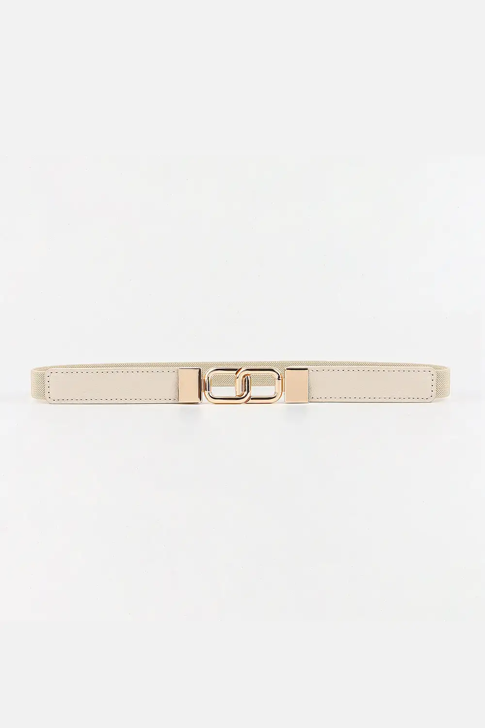 Double-Buckle Wide Geometric Vegan-Leather Elastic Waist Belt