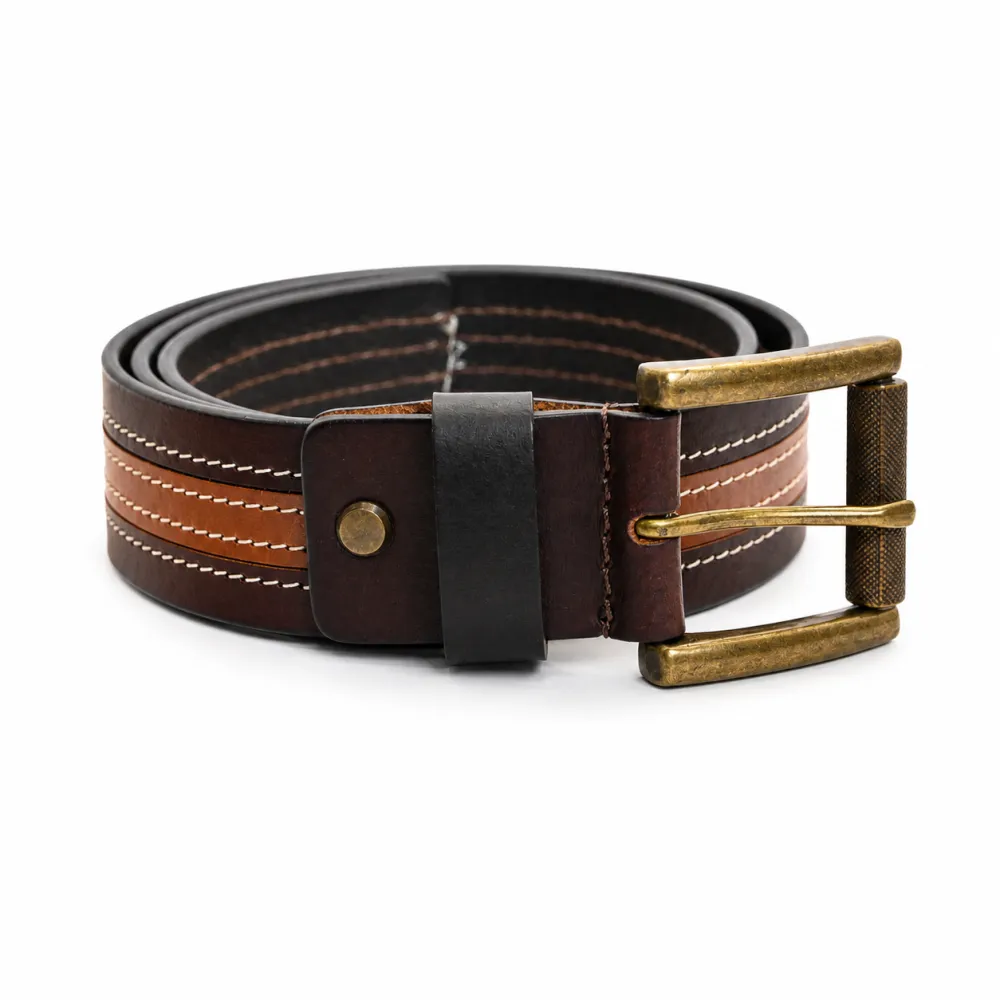 Contrast Stitch Leather Belt
