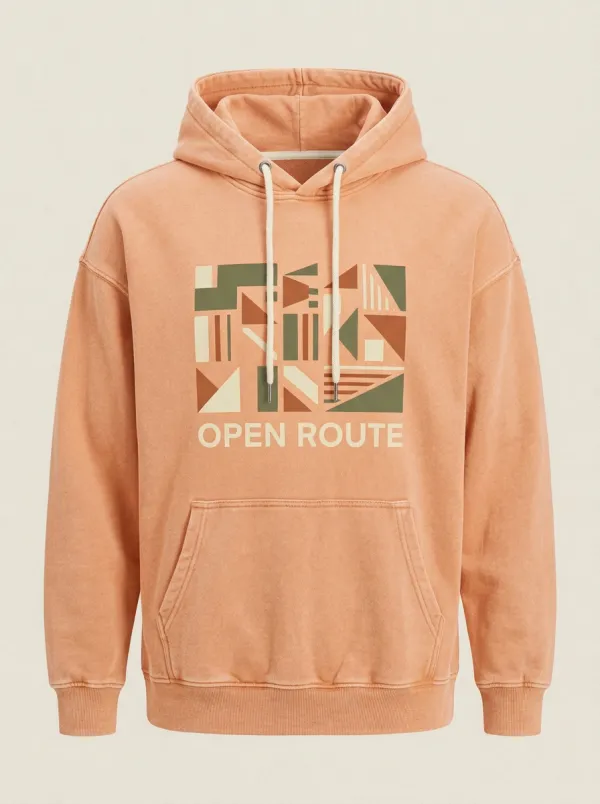 Unisex Open Route Geometric Pattern Print Hoodie