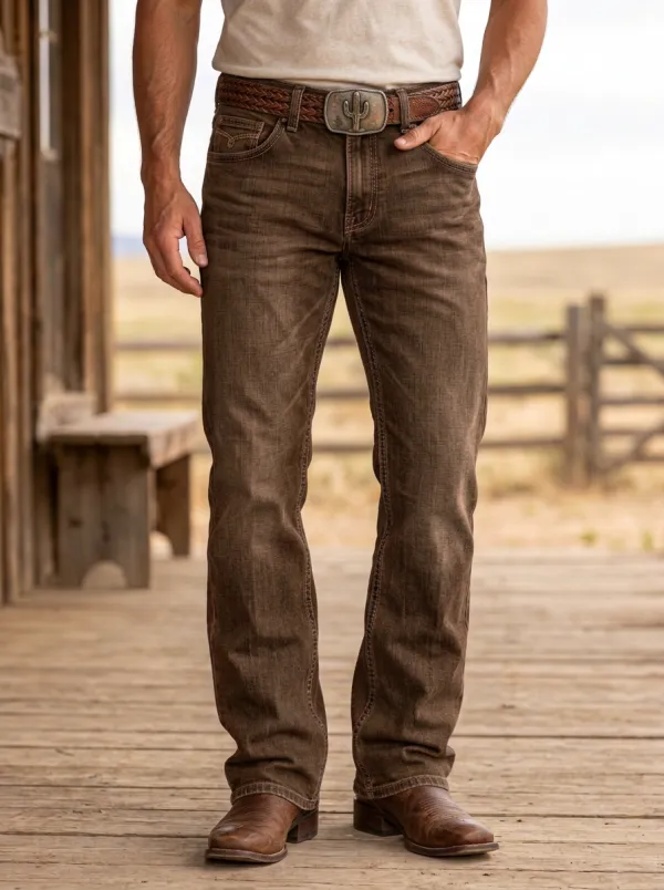 Men's Western Cowboy Cactus Jeans