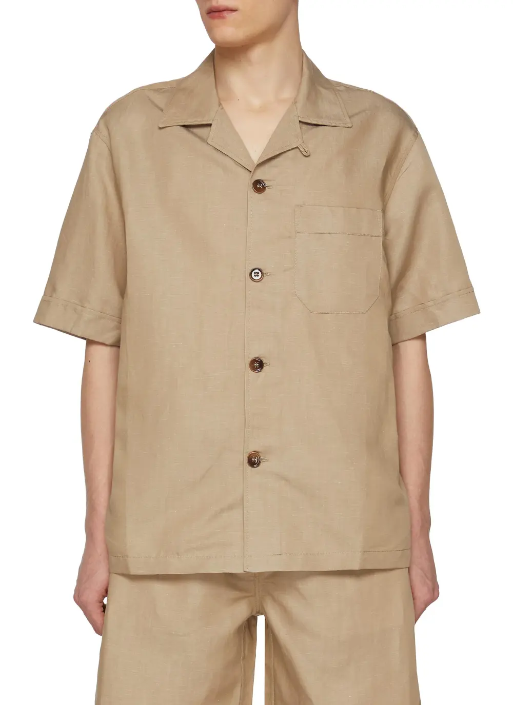 Simple Retro Soft Linen Feeling Beige Shirt