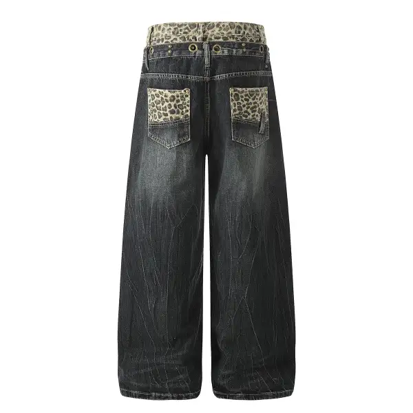 Modern Wide Leg Stud Detail Denim Jeans
