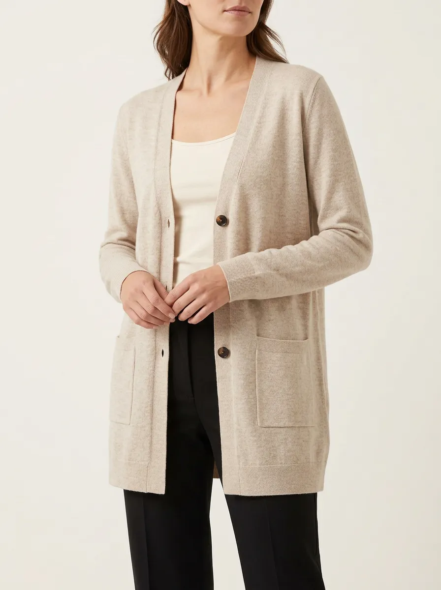 Women's Solid Button Down Pocketed Cardigan