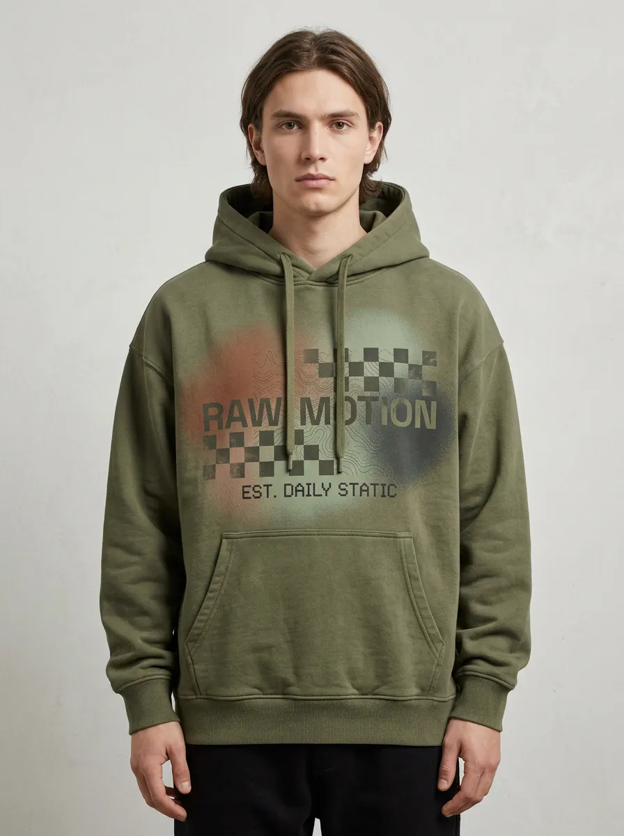 Patterned Checkered Men's Graphic Hoodie