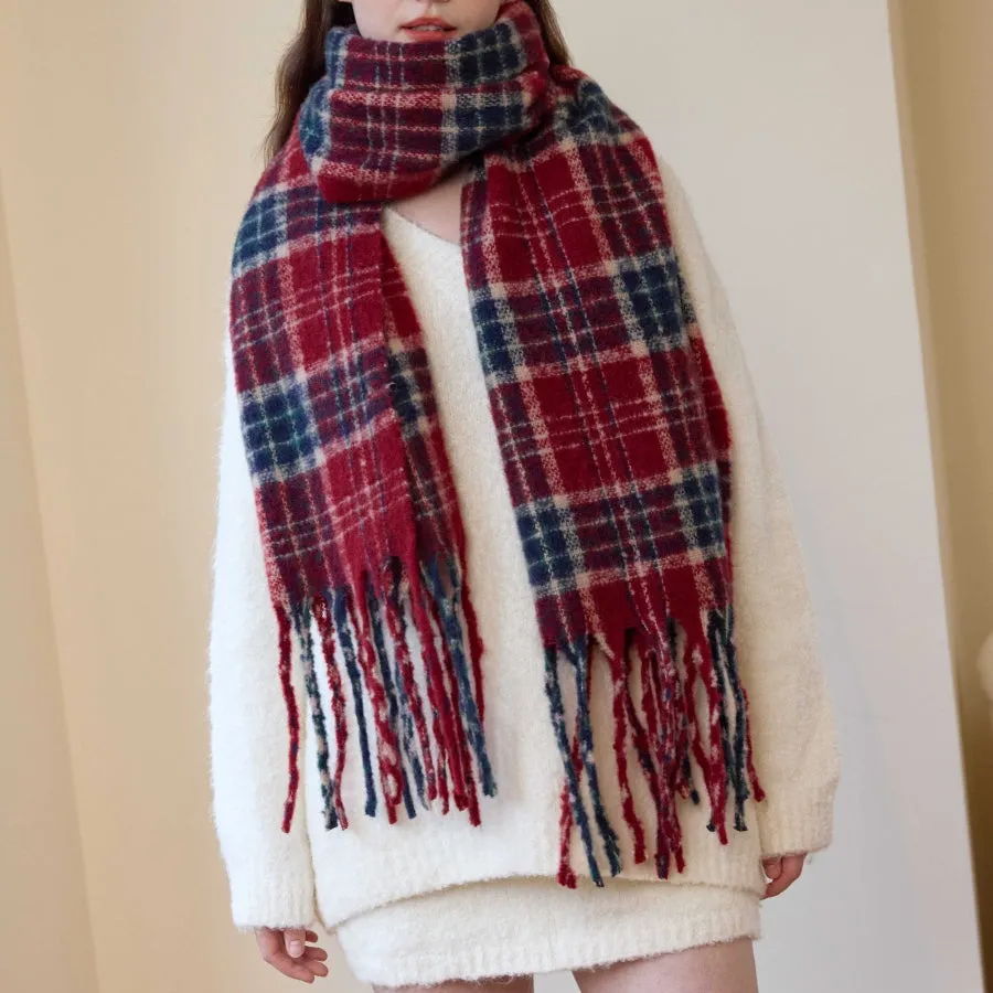 Classic Plaid Tassel Blanket Scarf