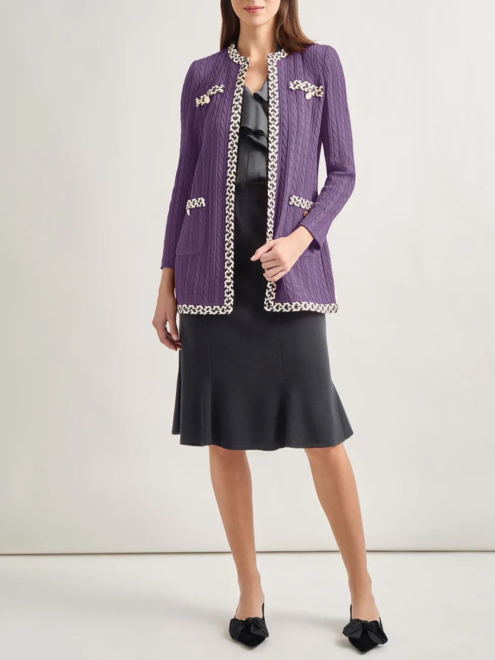Contrast Colored Medium Length Jacket