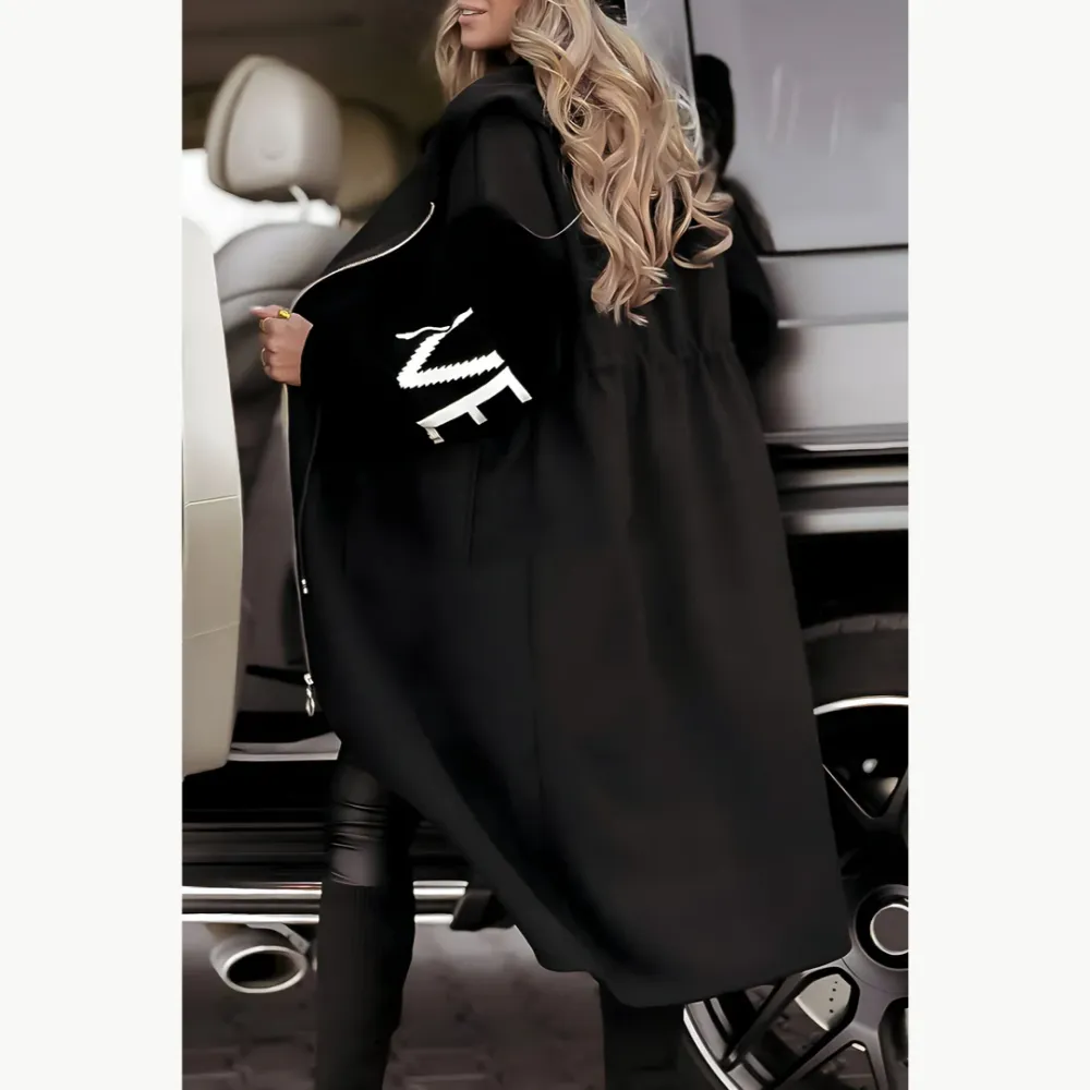 Hooded Longline Knit Sleeve Coat