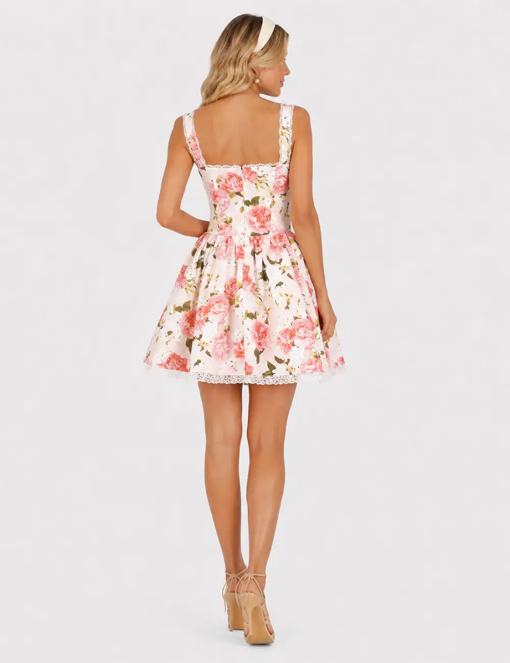 Lace Trim Sweetheart Neck Mini Dress