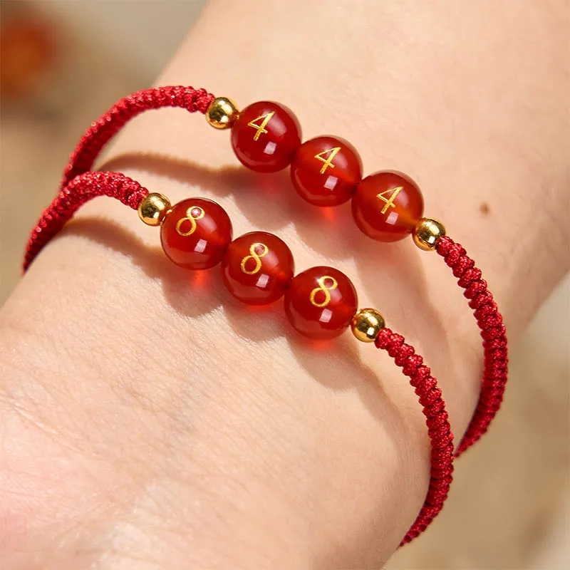 Angel Number String Agate Beads Braided Adjustable Bracelet