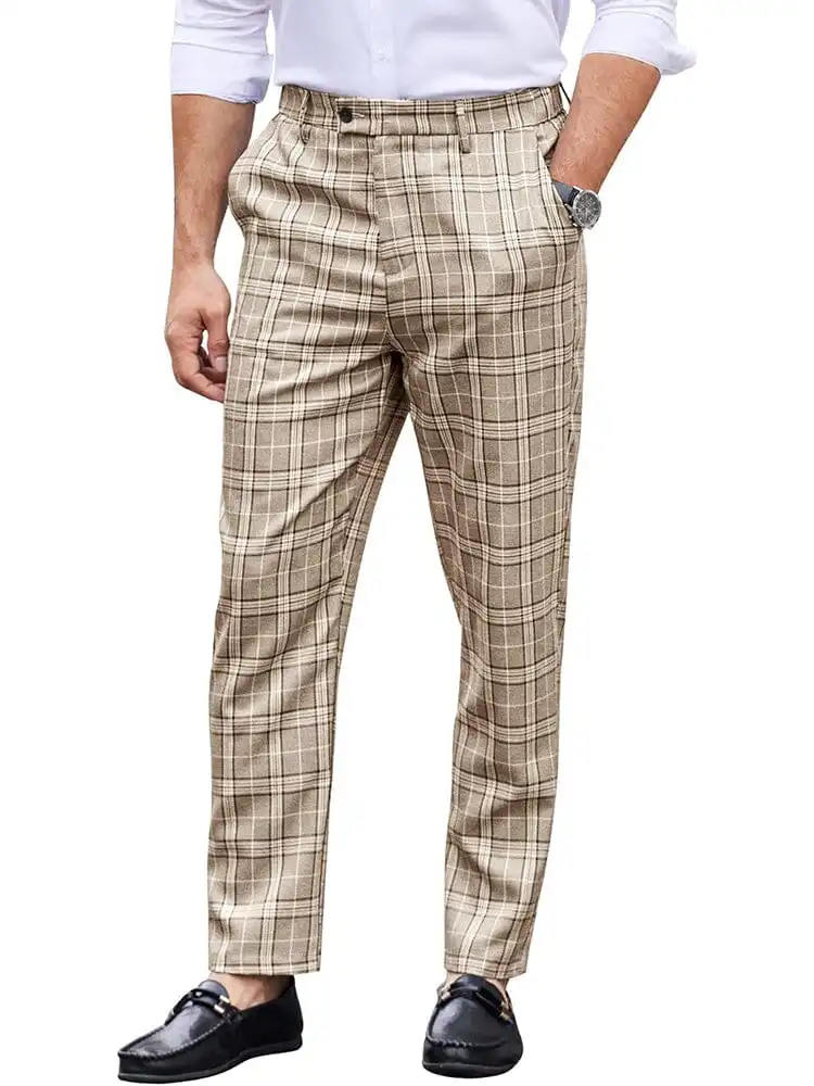 Casual Plaid Suit Pants