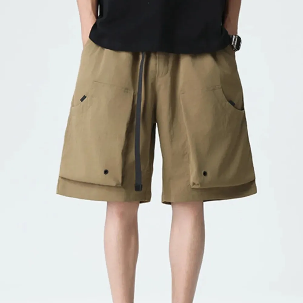 Drawstring Washed Cargo Shorts