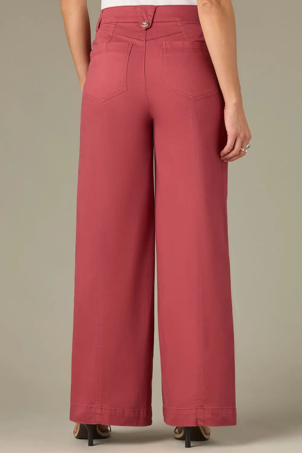 Button Fly Wide Leg Plus Size Pants