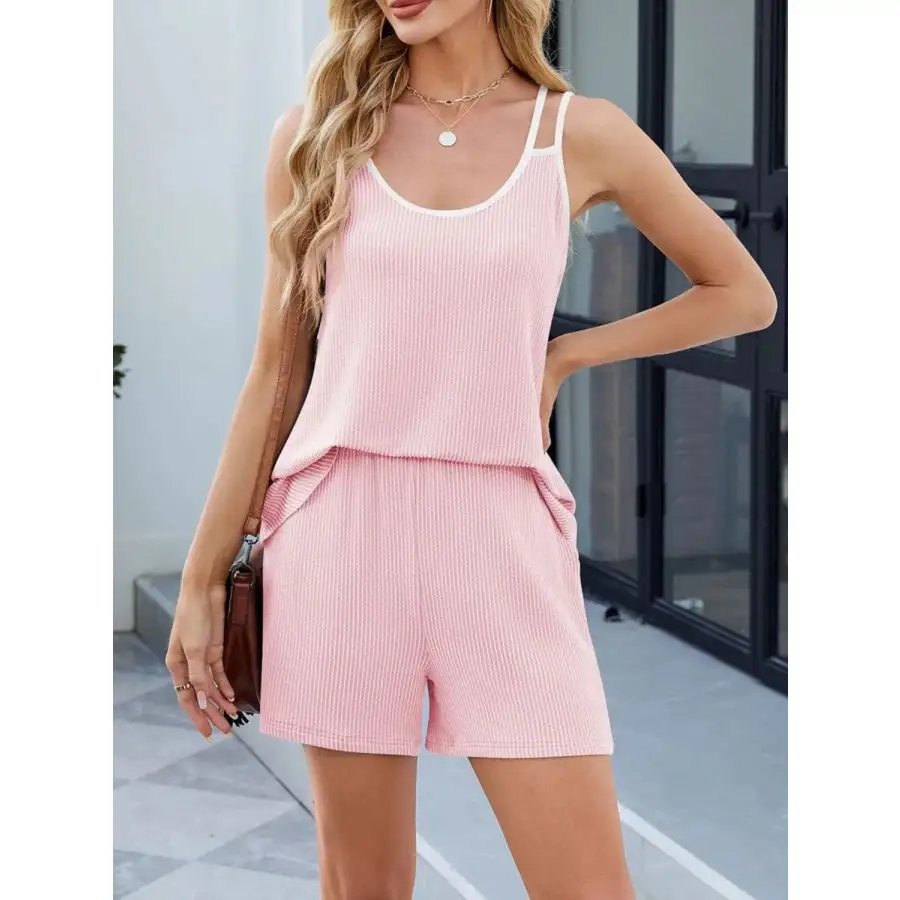 Double Spaghetti Strap Cami and Shorts Set
