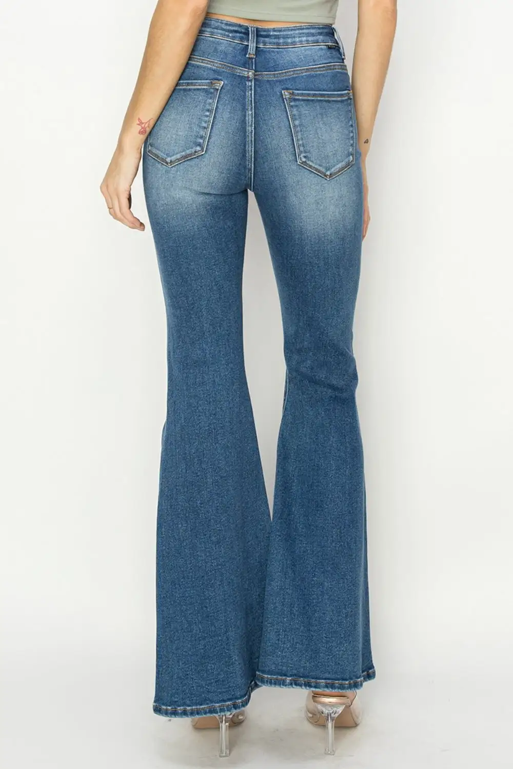 Relaxed High Waist Flare Leg Seam Denim Jeans
