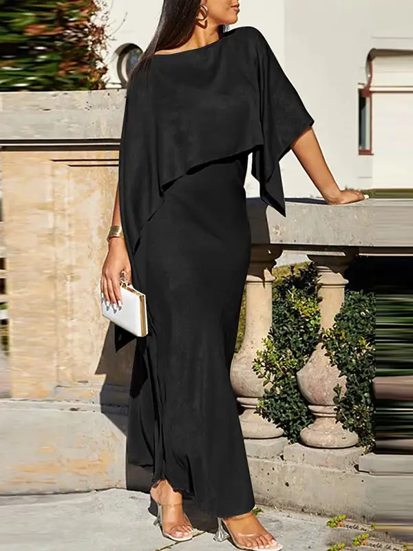Shiny Neck Maxi Dress