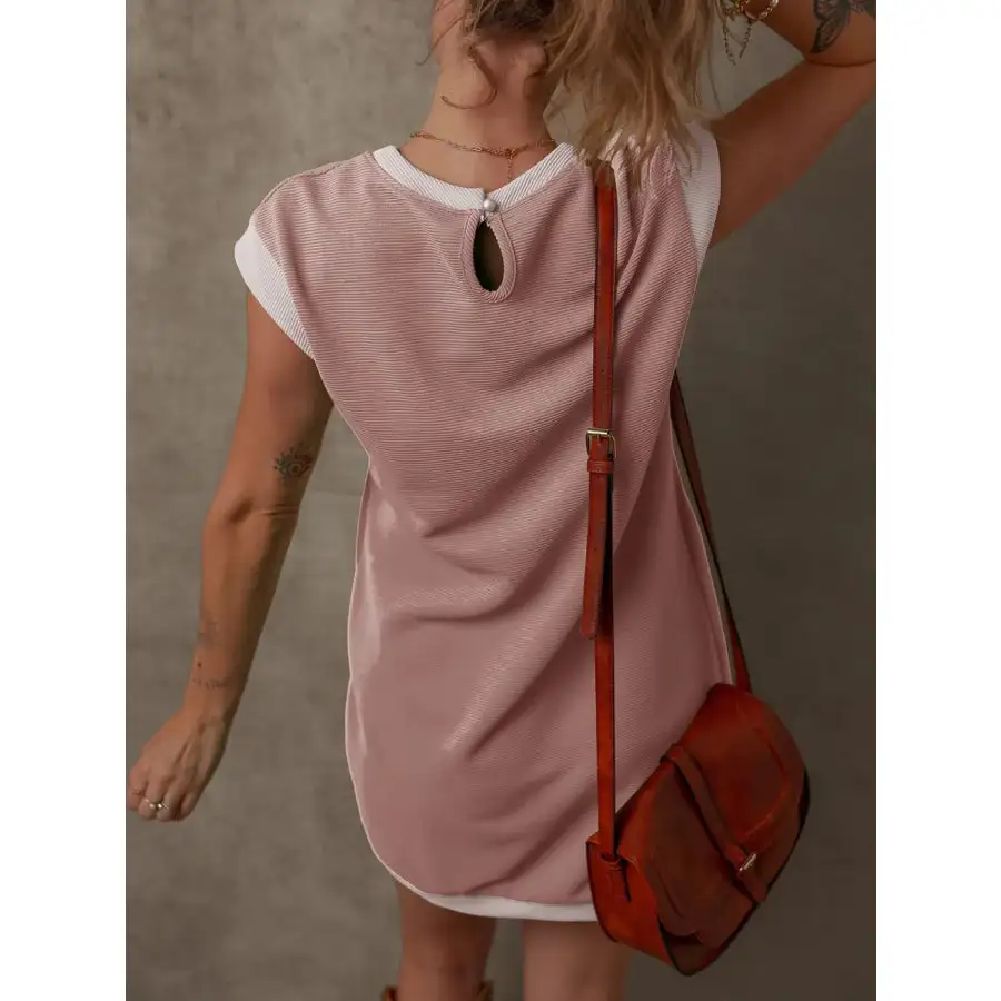 Round Neck Cap Sleeve Mini Dress