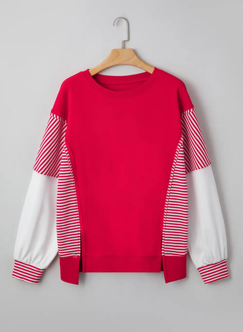 Easygoing Striped Patchwork Sweatshirt