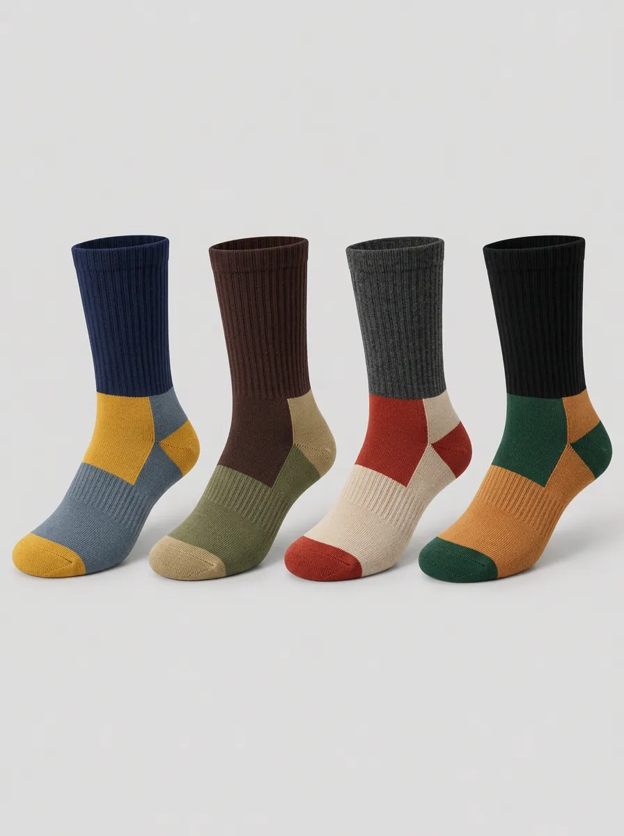 Men's Multi-Color Block Crew Socks 4-Pack