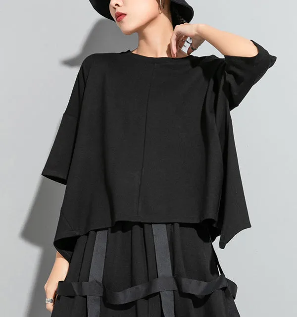 Solid Split Back Zip Detail T-Shirt