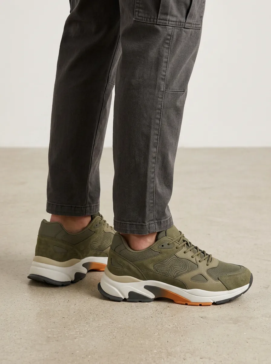 Men's Outdoor Adventure Topographic Pattern Printed Sneakers Everyday Design
