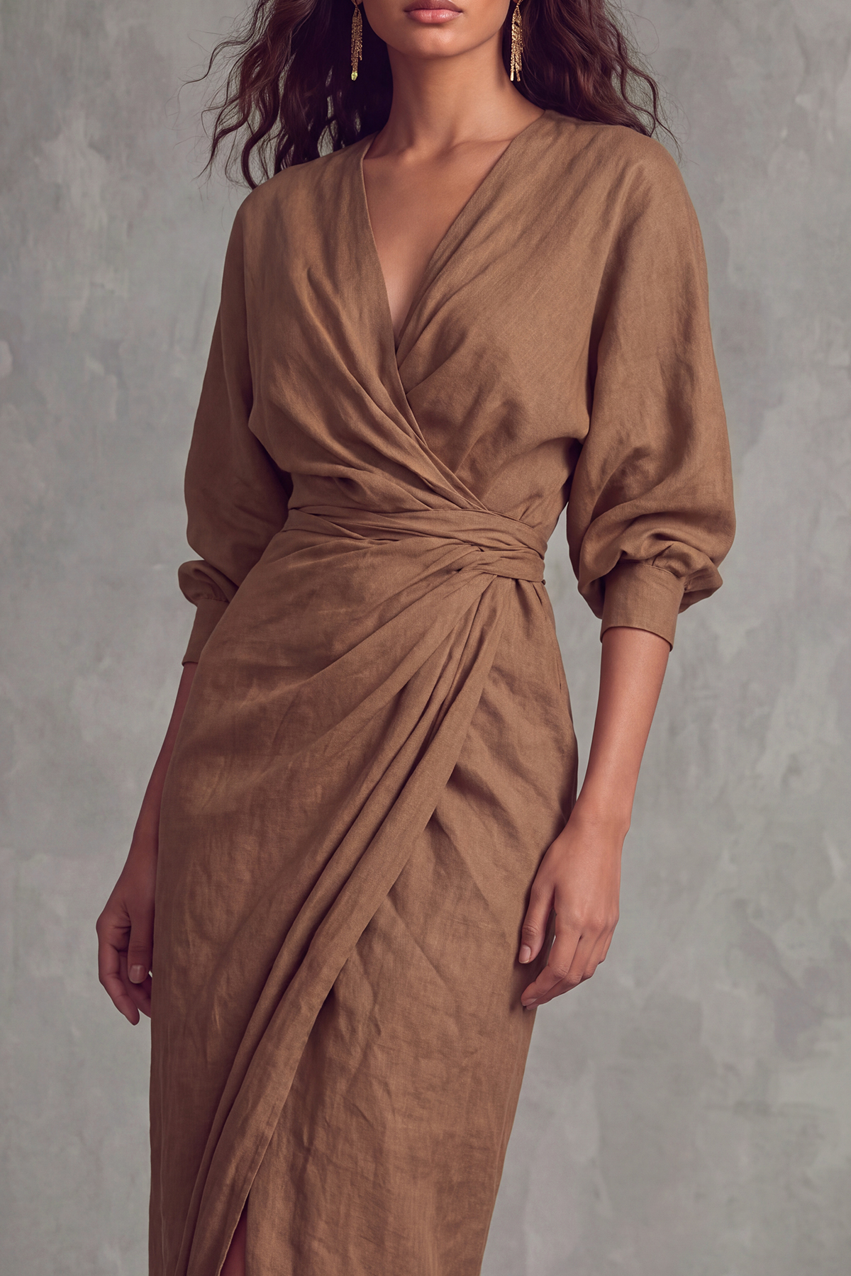 Classic Plunge Neck Slit Maxi Dress