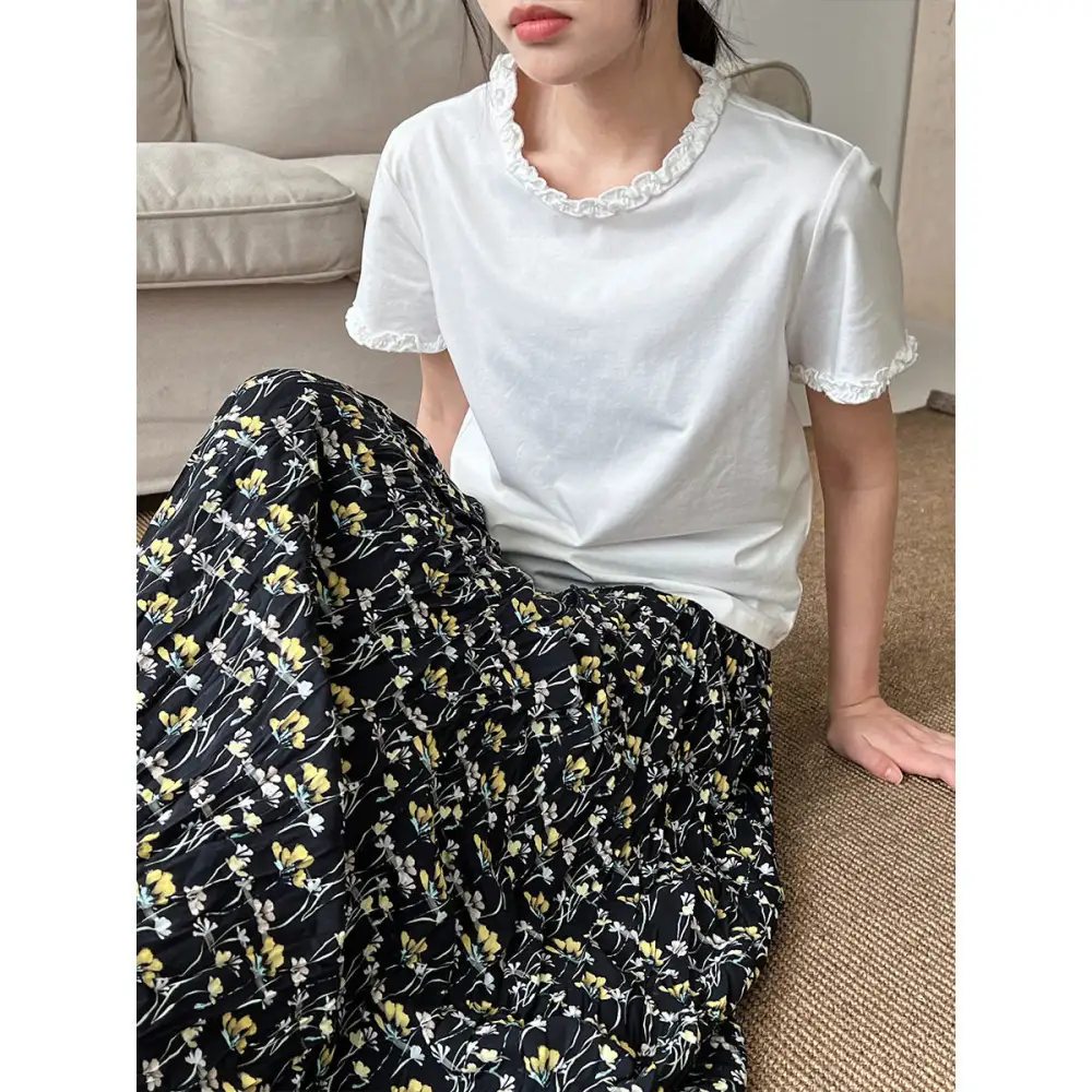 Ruffle Sleeve T-Shirt