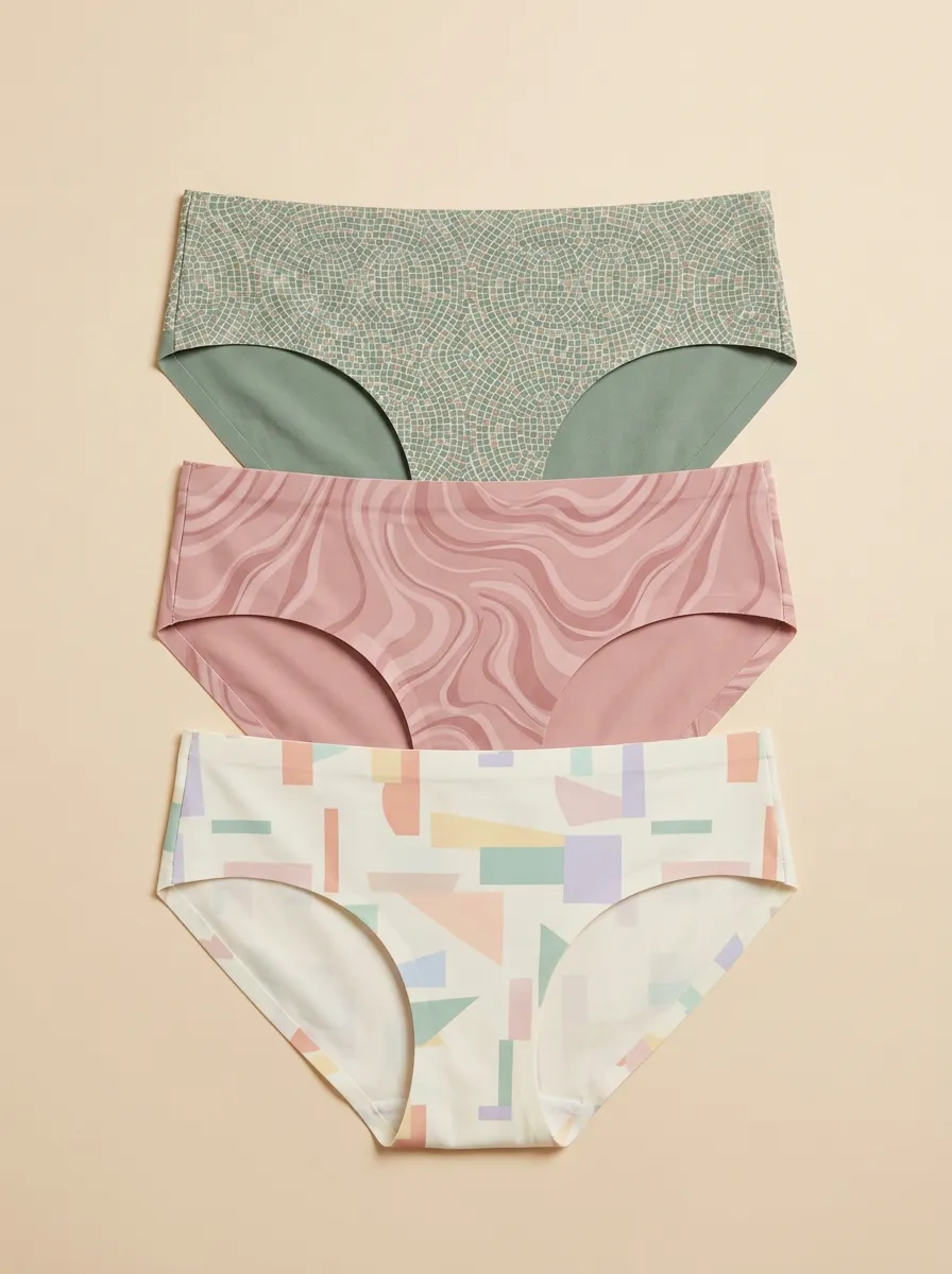 Women's Geometric Mosaic Swirl Printed Three-Pack Panties
